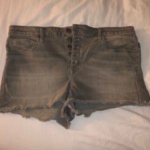 Grey wash high waisted denim shorts